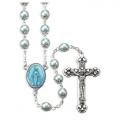  DOUBLE CAPPED BLUE PEARL BEADS HANDCRAFTED ROSARY 